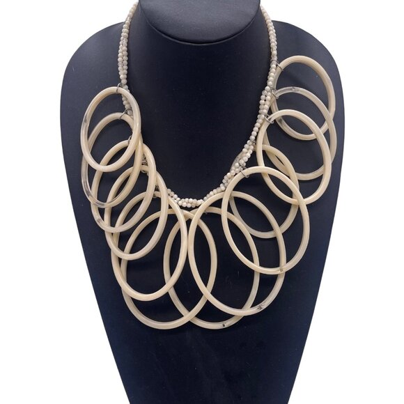 Vintage Beaded Oval Statement Necklace - Picture 1 of 5